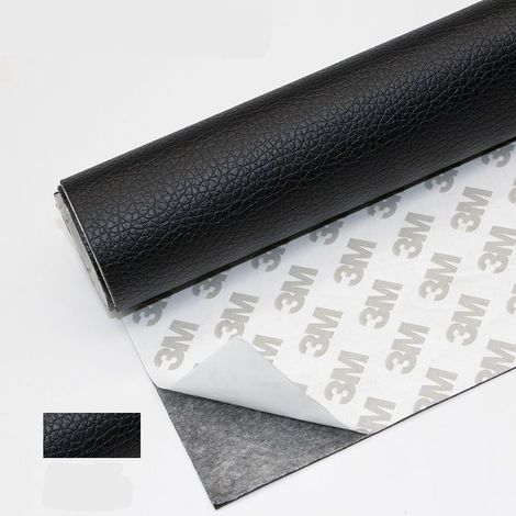 Rouleau adhésif pour cuir 50 x 120 cm, autocollant pour cuir synthétique, patch de réparation pour canapé, siège auto, sac à main, veste en cuir (noir) (1/4)