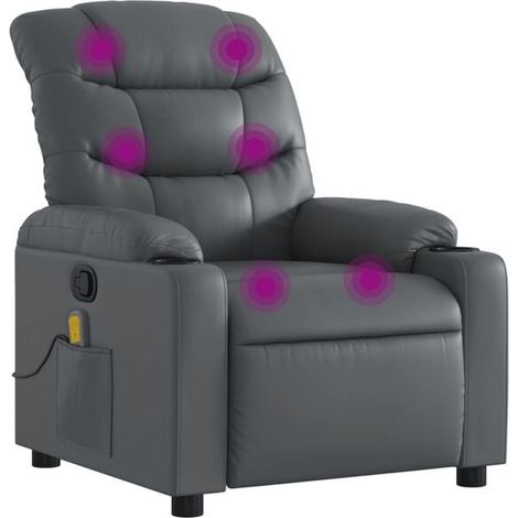 Fauteuil de massage inclinable en similicuir gris (1/5)