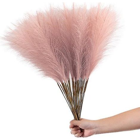 Lot de 20 tiges artificielles en roseau, sans arrosage, à la texture transparente, imitant l'herbe de la pampa, pour la décoration intérieure.rose (1/5)