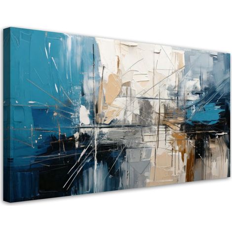 Wandbild Geometrische Abstraktion Blau 80x40 cm (1/5)