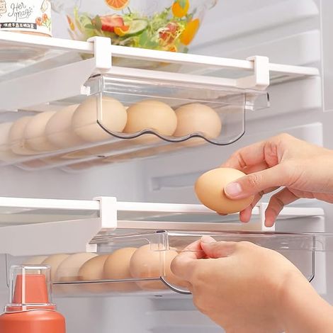 Boite Oeufs Plastique, Rangement frigo Boîte à Œufs Transparente Organisateur Frigo de avec Poignée pour Cuisine Conservation des œufs (1/4)