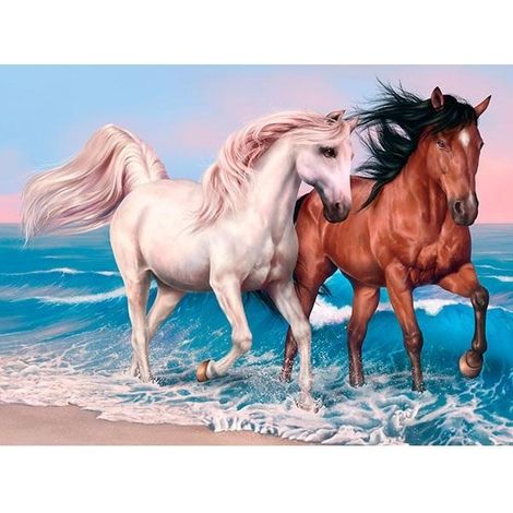 Mosaico de diamantes 5D - Caballos 40x30cm