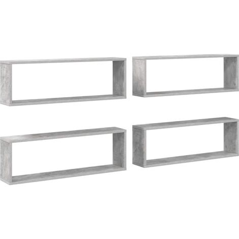 vidaXL Wandregale Cube 4 Stk. Grau Beton Ingenieusholz