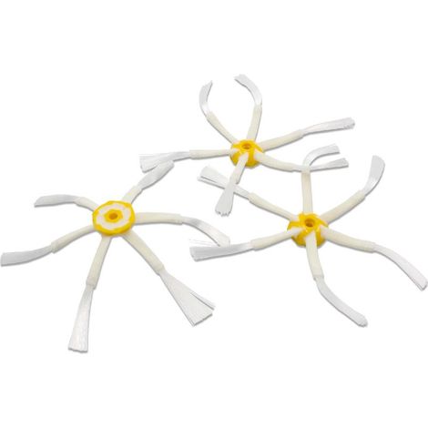 vhbw 3x Brosse latérale compatible avec iRobot Roomba 585, 600, 583, 590, 581, 582, 580, 595 robot aspirateur - Lot de brosses, jaune / blanc