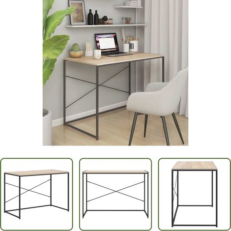 Schreibtisch - Computertisch Schwarz und Eiche-Optik 110x60x70cm Holzwerkstoff (1/5)