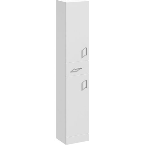 Slimline Floor Standing Bathroom Tall Unit - 350mm - Gloss White