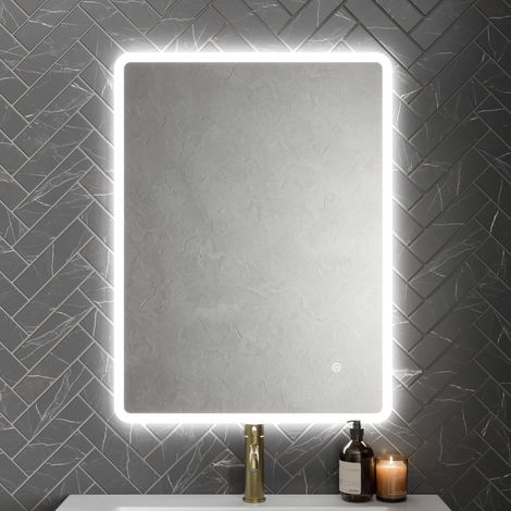 Rectangle LED Bathroom Mirror Backlit Touch Demister Pad Mains Powered 600x800mm (1/5)