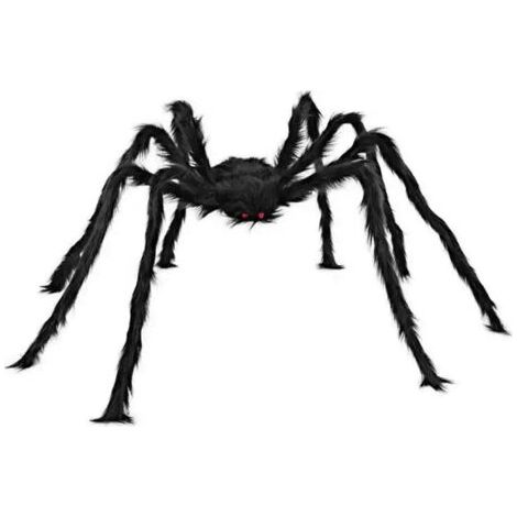 Araignée d'Halloween, araignée géante, araignée d'extérieur aux yeux rouges, décoration d'Halloween horrifique pour jardin, cour, maison hantée, patio (150 cm) (1/5)