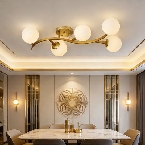 Plafonnier LED, lustre moderne doré, éclairage encastré, éclairage décoratif, E27 (ampoule non incluse) (1/5)