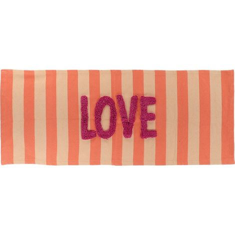 Tappeto in cotone tuftee love inscription 45x120 cm - arancio beige - Tendance