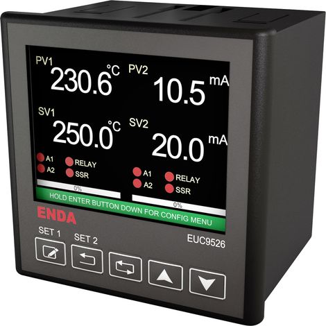 Enda EUC9526-230 PID Universalregler B, E, J, K, L, N, R, S, T, U, Pt100, NTC  Relais 2 A, SSR (B x