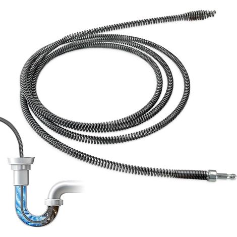 Furet Deboucheur Canalisation, 3m x 10mm Sonde de Debouchage WC Plomberie Brosse de Nettoyage Drain D'égout Spirale Débouchage Canalisation Vidange Drague Outil pour Les Evier Travaux Manuels (1/5)