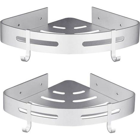 Organizador de ducha triangular de 2 niveles color plata, accesorios de cocina sin taladro, organizador de ducha colgante resistente a la oxidación -Crezuo
