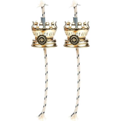 Lot de 2 lampes à pétrole vintage, douille et mèche, accessoires pour lampes à pétrole style vintage-16x4.5cm-Golden