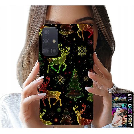 Custodia per Samsung Galaxy A71 - renna, fiocco di neve, albero di Natale + vetro (1/5)