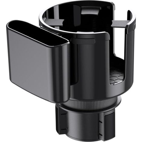 Adattatore di estensione per portabicchieri auto con supporto per telefono. Estensione per portabicchieri adatta a Yeti, Hydro Flask, Stanley e bottiglie d'acqua di grandi dimensioni (nero). (1/4)