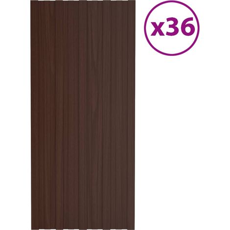 Panneau de toiture 36 pcs Marron 100 x 45 cm Acier galvanisé (1/5)