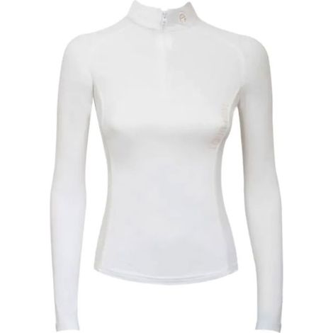 M, Blu: Maglia da concorso donna modello Bonnie a manica lunga con zip frontale e collo alla coreana