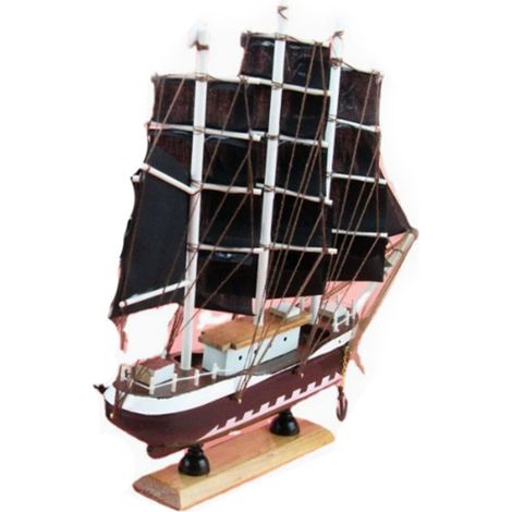 Maqueta de madera maciza del velero "Perla Negra" de Piratas del Caribe, totalmente hecha a mano, 33 cm de alto, dimensiones: 33 cm x 6 cm x 31 cm. (1/5)