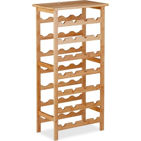 Portabottiglie per 28 bottiglie elegante portaoggetti 94 x 47 x 29 cm in bambù naturale 130009745