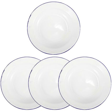 Lot de 4 assiettes émaillées incassables, plateau de service, assiette à salade ou à pâtes (1/5)