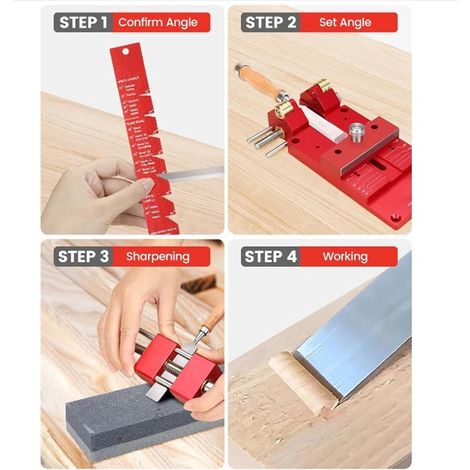Guida di affilatura migliorata per scalpelli e pialle, kit di affilatura scalpelli, attrezzo di affilatura scalpelli in lega di alluminio, guida di affilatura, attacco angolare 15-45 (1/4)