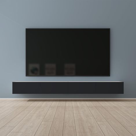 Mai & Mai Fernsehtisch Fernsehschrank TV Schrank Verdeckter Griff mit Soft-Close Lowboard Hängeschrank für Wohnzimmer in Matt Weiß + Matt Anthrazit BTH: 280x40,2x30 cm Fernsehschrank02