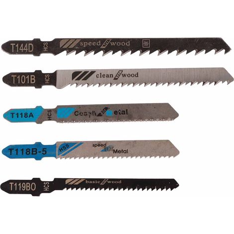 Ensemble de 20 lames de scie sauteuse avec diverses lames de rechange à emmanchement en T pour la coupe du bois et du métal. (1/5)