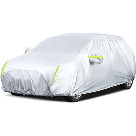 Housse de voiture, molletonnée imperméable anti-poussière anti-UV anti-vent 435 x 180 x 160 cm Housse de voiture à 2 volumes universelle intérieure en coton - Argent,-