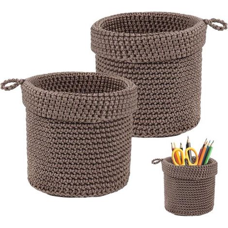 Cesto portaoggetti in cotone intrecciato a mano, cesti portaoggetti da parete intrecciati per camera da letto, bagno e cucina, piccolo e multifunzionale (1/5)