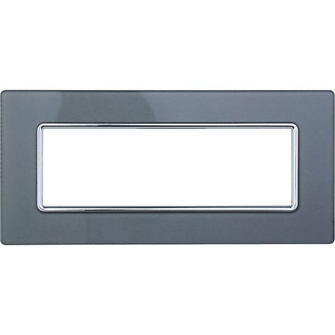 Plaque compatibles Bticino Matix 6 modules verre couleur argent (1/2)