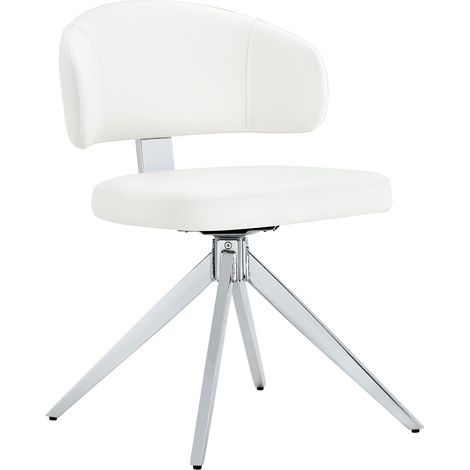 Lot de 2 chaises de salle à manger modernes en PU, assise rembourrée, piètement métallique 4 pieds pivotant (1/5)