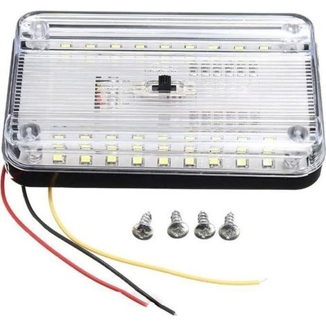 12-V-Auto-Innenraum-Dachleuchte, 36 LEDs, Wohnmobil-Beleuchtungslampe mit Knopf, rechteckige Deckenleuchte für Auto und Wohnwagen B A200 (1/4)