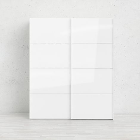 Dmora - Armario 2 puertas Cyrill, Muebles de dormitorio, Vestidor, Armario de ropa, 182x62 h220 cm, Blanco brillante (1/5)