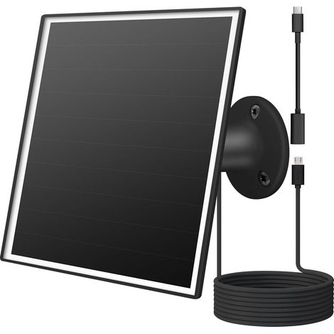 Panneau solaire de 6W pour caméra de sécurité extérieure, équipé de ports Micro USB et USB - C. Chargeur de panneau solaire pour caméra à batterie, compatible avec les caméras et . (1/5)