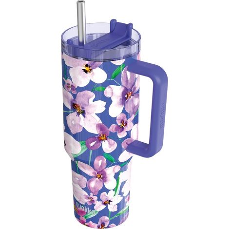 Quokka Stream - Tazza termica in acciaio inossidabile da 1200 ml con cannuccia (Flower Dusk) (1/3)