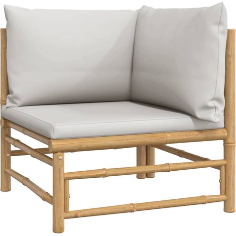 Canapé d'angle de jardin,Canapé d'extérieur,Sofa de jardin avec coussins gris clair bambou CFW631488 (1/5)