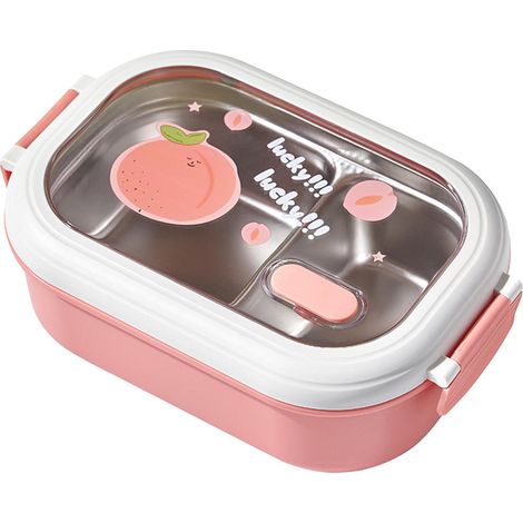 Auslaufsichere, isolierte Bento-Lunchbox aus Edelstahl für Schule und Büro – Rosa (1/5)