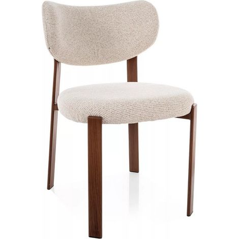 Chaise moderne en tissu beige et pieds métal style bois Zita (1/5)
