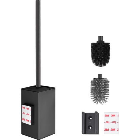 Brosse WC Murale Installation adhésive sans perçage,Porte-Brosse Toilettes WC Métallique Antirouille et Design Moderne, Porte-Brosse WC avec Gobelet Intérieur Amovible (Noire Matt) (1/5)