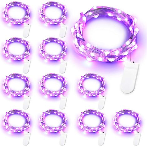 Guirlande lumineuse violette, 12 pièces de 20 LED violettes, 2 m (1/5)