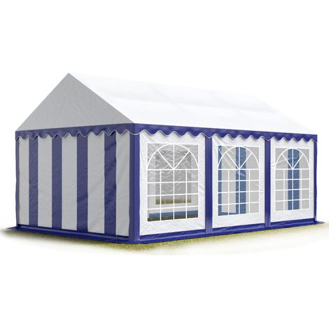 TOOLPORT Carpa para fiestas carpa de fiesta 3x6 m carpa de pabellón de jardín lona PVC 700 N en azul-blanco impermeable