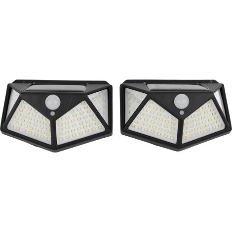 Set mit 2 Solar-Bewegungsmelderleuchten, 4 Seiten, 100 LEDs, helles Licht, wasserdicht für die Außenwandmontage (1/5)
