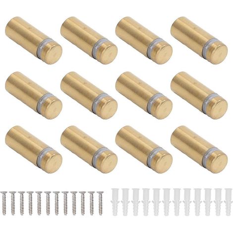 12 Stück Abstandsschrauben aus Edelstahl, galvanisiert, gebürstetes Gold, Werbenägel für Acrylhalterung
