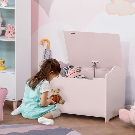 Spielzeugkiste/Aufbewahrungstruhe für Kinder, Maße 60 x 40 x 48 cm (L x B x H), pneumatischer Lift, rosa MDF (1/5)