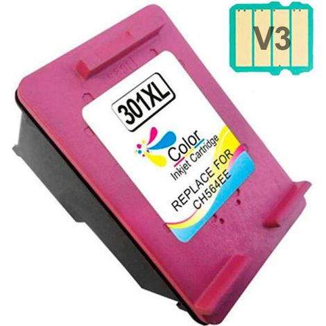Cartucho de tinta remanufacturado HP 301XL (CH562EE/CH564EE) de alta calidad, que muestra el nivel de tinta.

Adecuado para uso en las siguientes impr