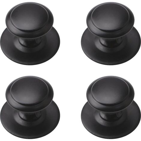 Set of 4 Instant Self-Adhesive Stainless Steel Drawer Knobs for 3.5cm Sliding Doors with Mounting Screws for Glass Cabinets (Matte Black) (1/5)