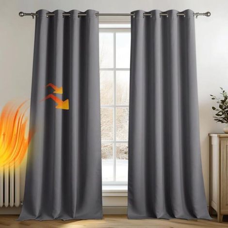 Tenda oscurante termoisolante, resistente al freddo e al calore, 140x240 cm, opaca, con occhielli, protezione UV, grigia - ALTRO (1/4)