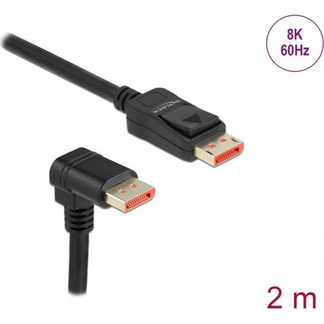 Delock Cable DisplayPort macho recto a macho 90Â° hacia abajo en Ã¡ngulo 8K 60 Hz 2 m