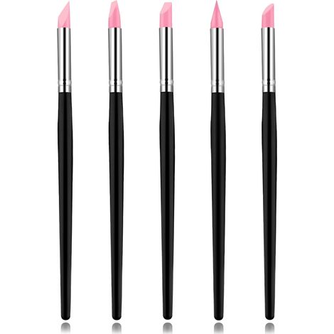 Lot de 5 pinceaux de peinture en silicone pour outils de sculpture en résine, argile, pinceaux en silicone, pinceaux en caoutchouc, pinceaux de couleur 20 cm (1/5)